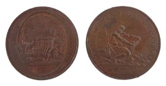 Two French Revolution five sols medallions