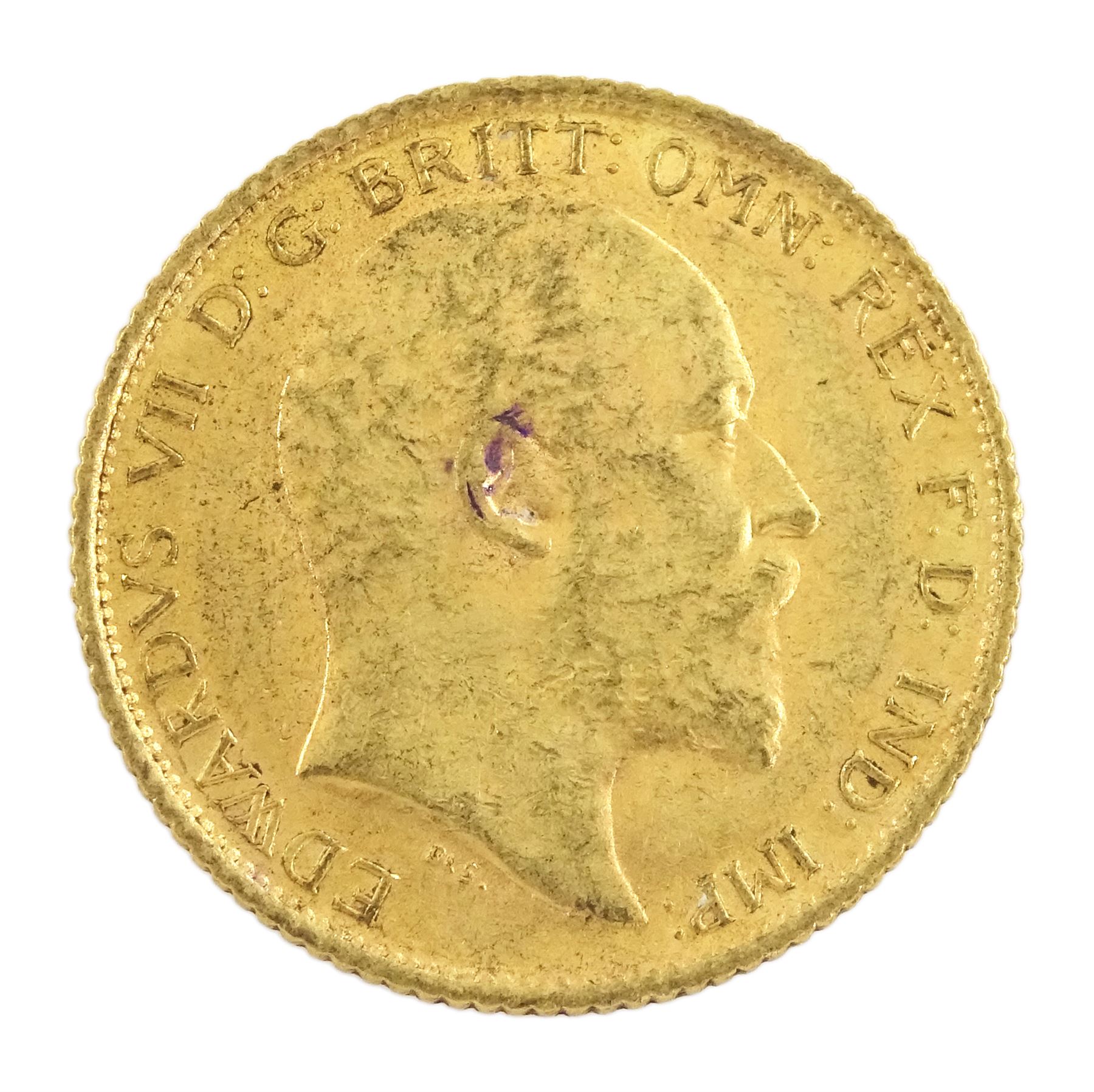 King Edward VII 1908 gold half sovereign coin