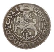 Lithuania 1563 three groszy silver coin