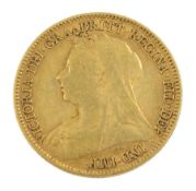 Queen Victoria 1896 gold half sovereign coin