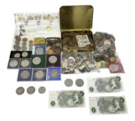 Great British and World coins including Queen Victoria 1887 and 1888 double florins