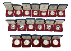 Eighteen Queen Elizabeth II 1977 silver proof crown coins