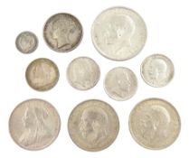 Great British pre 1920 silver coins including King George IV 1827 maundy twopence