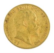 King Edward VII 1905 gold half sovereign coin