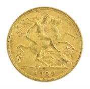 King Edward VII 1909 gold half sovereign coin