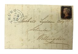 Queen Victoria penny black stamp on letter