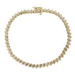 Gold round brilliant cut diamond 'S' link line bracelet