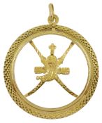 Arabic 18ct gold dagger and sword pendant