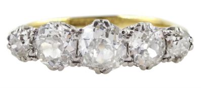 Early 20th century gold old cut five stone diamond ring by Charles Green & Sons