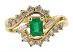 14ct gold emerald cut emerald