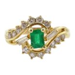 14ct gold emerald cut emerald