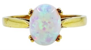 9ct gold single stone opal ring