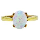 9ct gold single stone opal ring