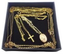 9ct gold jewellery including locket pendant necklace