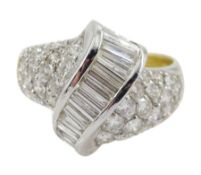 18ct white and yellow gold channel set baguette diamond ring