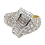 18ct white and yellow gold channel set baguette diamond ring