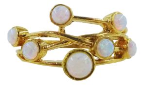 Silver-gilt multi stone set opal ring