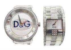 Two Dolce & Gabbana 'Time' crystal set stainless steel wristwatches
