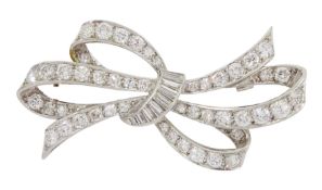 Platinum and white gold diamond bow brooch