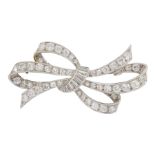 Platinum and white gold diamond bow brooch