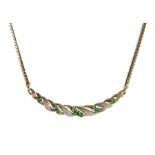 9ct gold emerald and diamond necklace