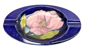 Moorcroft ashtray of oval form decorated in the Magnolia pattern