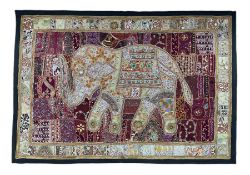 Indian needlework wall hanging depicting an elephant