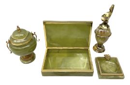 Onyx lidded urn with gilt metal twin handles