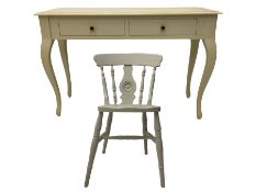 White painted two drawer console side table