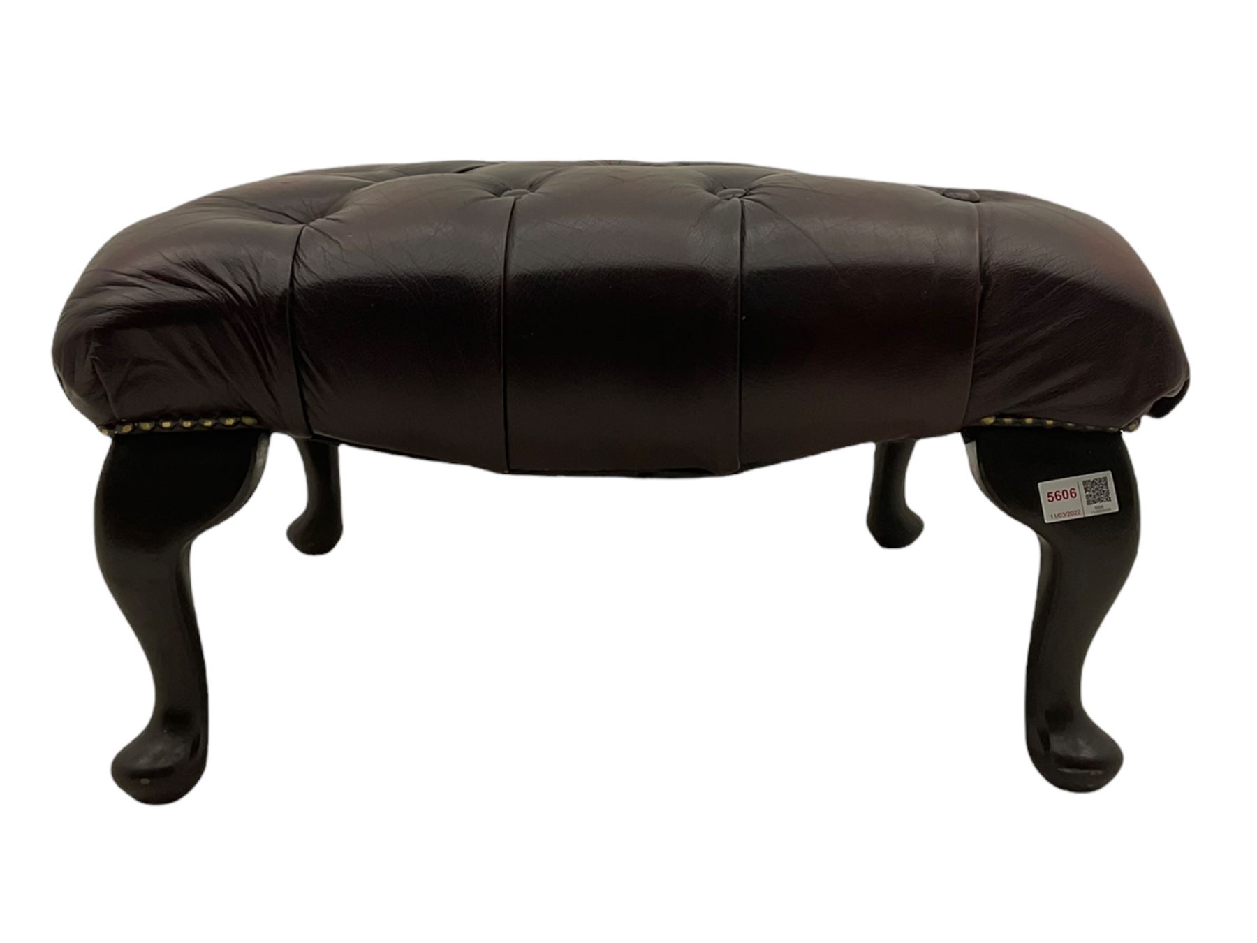 Leather buttoned footstool - Image 2 of 3