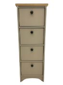 Narrow painted four drawer chest