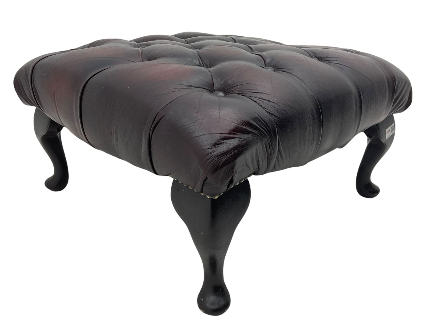 Leather buttoned footstool - Image 3 of 3