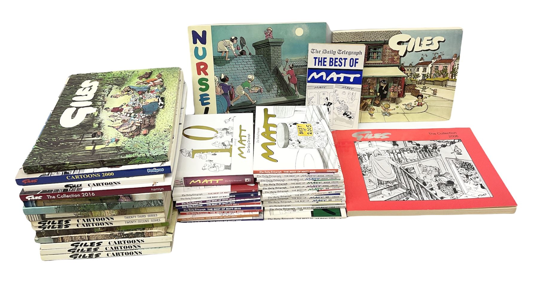 Seventeen Giles cartoon books of various series