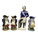 Mid 19th Century Staffordshire flatback figure of Louis Napoleon upon rectangular base