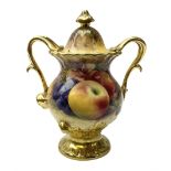 Coalport pot pourri vase with twin gilt handles