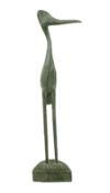 Large wood figure of a standing heron