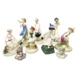 Seven Royal Doulton figures from the Nursery Rhymes Collection comprising