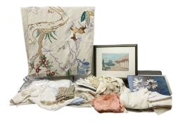 Large quantity of table linen and Victorian and later lace