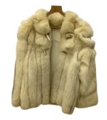 White Arctic Fox fur coat with loop fasteners