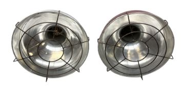 Pair of vintage industrial style reproduction aluminium pendant lights