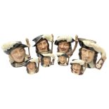 Royal Doulton eight musketeers character jugs