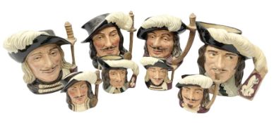 Royal Doulton eight musketeers character jugs