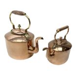 Two 19th century graduated oval seamed copper kettles