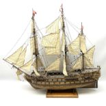 Wooden model of the three mast sailing ship with full rigging