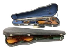 Two cased Skylark violins with bows