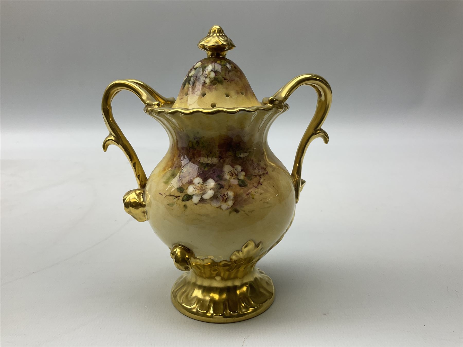 Coalport pot pourri vase with twin gilt handles - Image 2 of 6