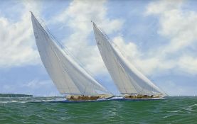 George Drury (British 1950-): 'Yankee and Endeavour off Cowes 1936'