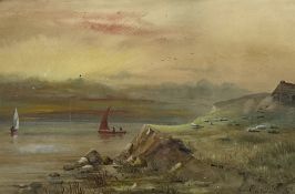 W C Norton (British 19th century): 'Sunset off Kentish Coast'