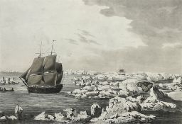 After John Webber (British 1752-1793): 'The Resolution beating through the Ice with the Discovery in