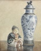 E Prynne (20th century): Chinese Vase and Figure